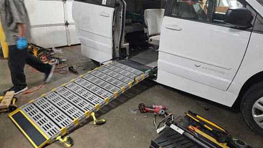folding van ramp for wheelchairs strut assisted ramp for mobility