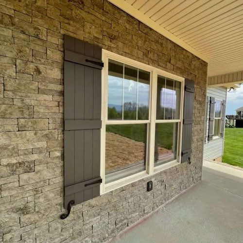 exterior accent wall evolve stone mortarless stone veneer morning aspen color