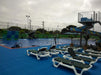 Blue PEM flooring at swimming pool