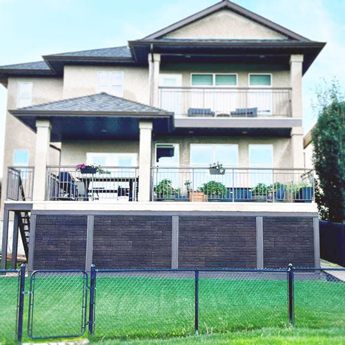 Rubber skirting around deck on house