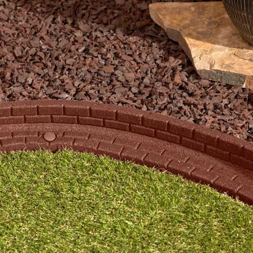 rubberific red recycled rubber 24 in tree ring Rubberific Landscape Edging Brickface 24ft — Material Warehouse