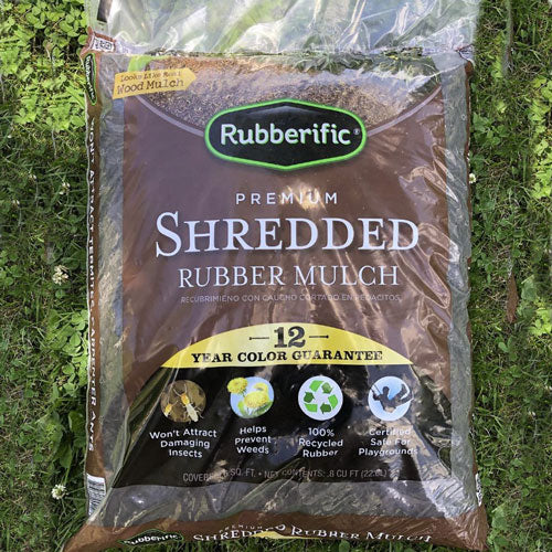 Shredded Rubber Mulch Rubberific Brown rubber landscape bark