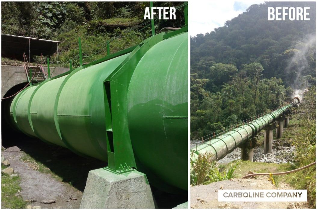 Carboguard 690 coating before and after on pipeline