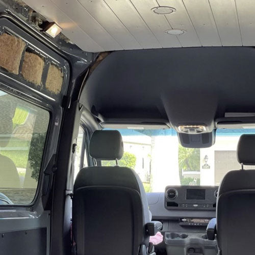 Hemp Insulation installed inside van. van life