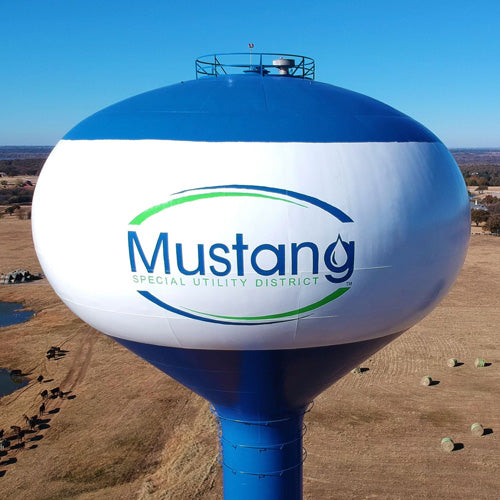 Carboline Hydroplate Coating used on white and blue water tower, NSF 61, AWWA C210 coating for potable water and pipelines