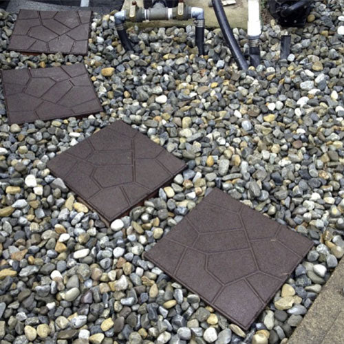 Brown Rubber Pavers over gravel Rubberific outdoor flooring