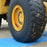 blue ground protection mat under truck tire