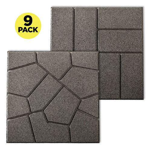 Envirotile Gray rubber pavers 9 pack