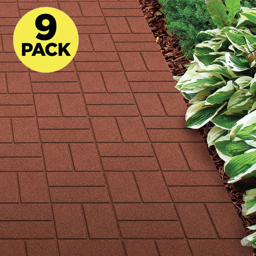 Outdoor rubber pavers red color pack of 9