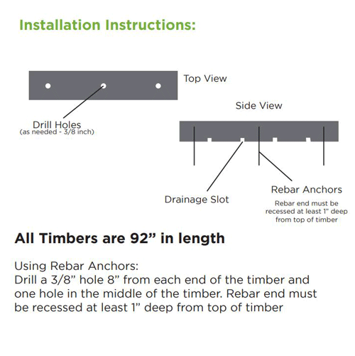 Rubber Playground Border Timbers - 6in x 8in x 92in — Material